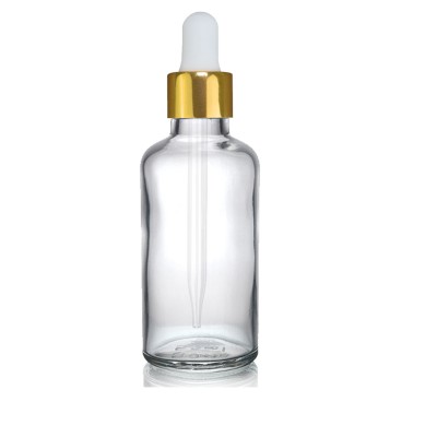 50 ML Şeffaf Dropper Cam Şişe Gold Beyaz Cam Damlalıklı