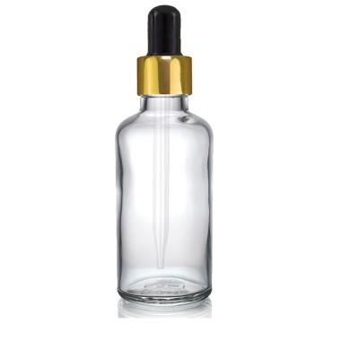 50 ML Şeffaf Dropper Cam Şişe Gold Siyah Cam Damlalıklı